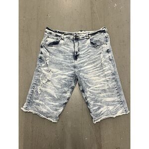 Evolution by Design Men's Big and Tall Denim Shorts Size 50 Distressed Acid Wash